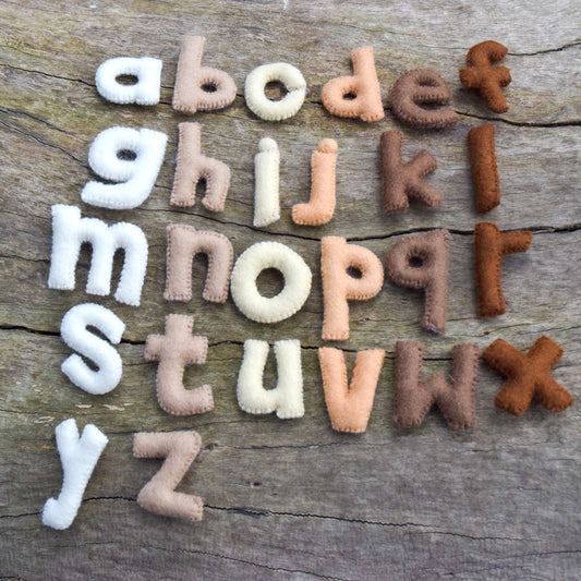 Felt Alphabet - Lower Case Letters (Earthy Colours)