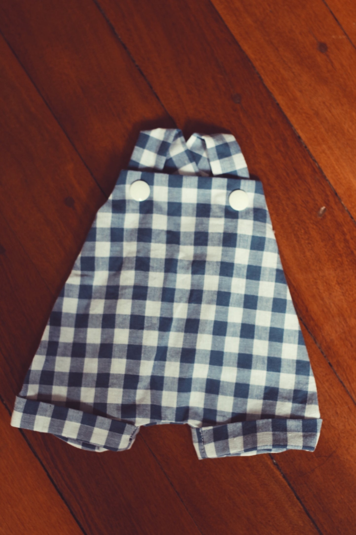 Blue Gingham Overalls for 38cm Doll